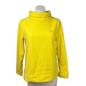 Tommy Hilfiger Womens Yellow Terry Fleece Turtleneck Long Sleeve Sweater Size S